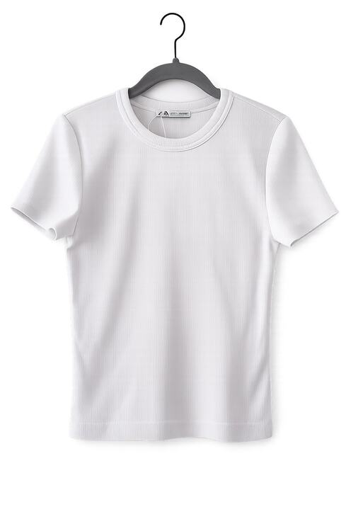 Zara Tops - Zara Womens White Ribbed T Shirt Crew Neck Stretch Short Sleeve Size M Basic